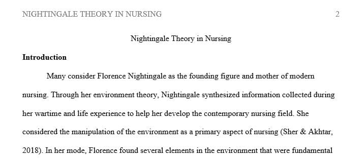 Give overview of Florence Nightingale what are the major concepts.
