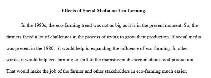 How would social media affect the early adoption of eco-farming in the 1980’s if it was available in that time period