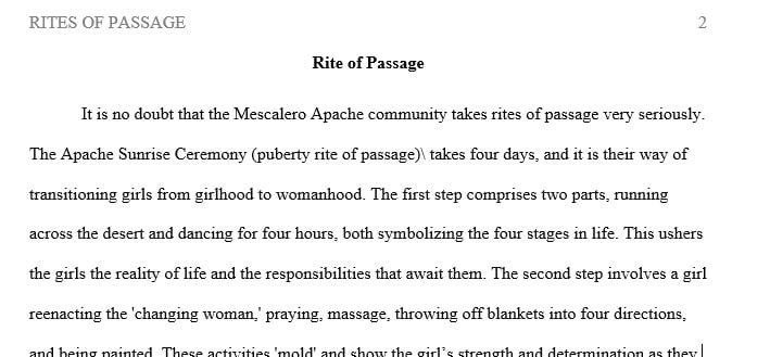 How would you describe the steps to a Mescalero Apache Puberty Rite