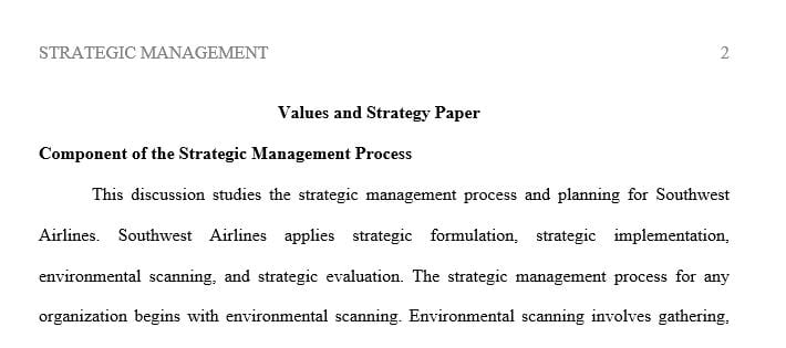 Identify the major components of the strategic management process.