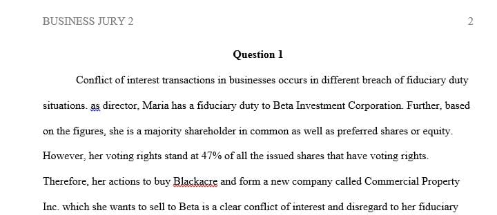 Lakesha files a suit against Maria on Beta’s behalf seeking to cancel the sale.