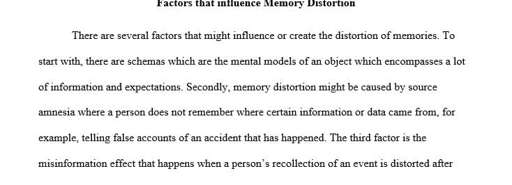 Post a brief description of factors that might influence and create distortions of memory.