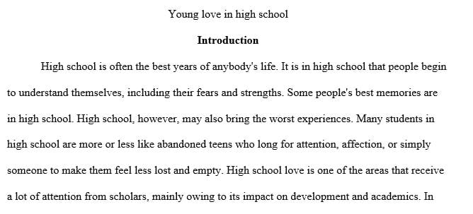 Proposal essay about high school students‘ young love