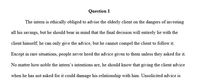 Response to the two questions following Case 2.2: Giving Advice Where It Doesn’t Belong