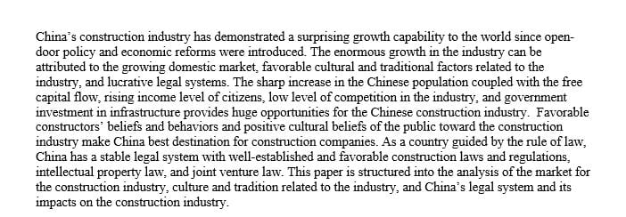 Study of Legal System and its impact on Construction Business in China