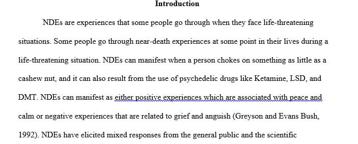 The impact of NDE to human's brain and social because of the different understanding of NDE.