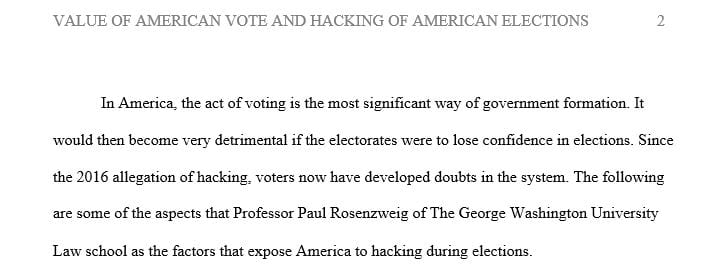 The value of an American vote in our current system based on your viewing of “Hacking American Elections