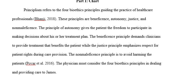 This assignment will incorporate a common practical tool in helping clinicians begin to ethically analyze a case.