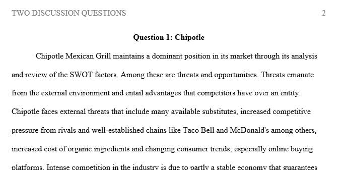 What are the four major external threats facing Chipotle and the four major opportunities