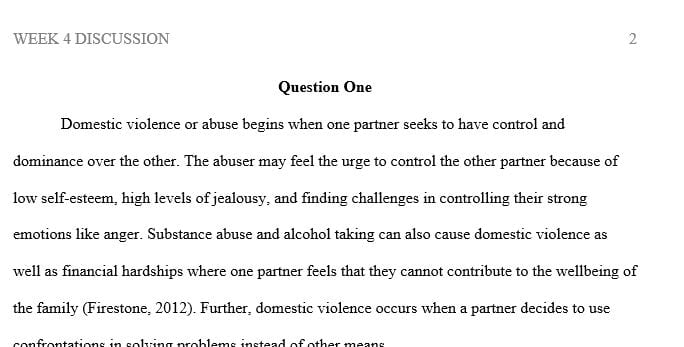 What do you all think are the main reasons why domestic violence occurs