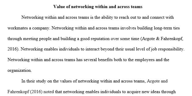 What do you think is the value of networking within and across teams