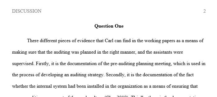 What evidence should Carl find in the working papers to support the fact that the audit was adequately planned