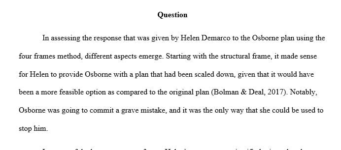 What grade did she deserve for her handling of the Osborne plan