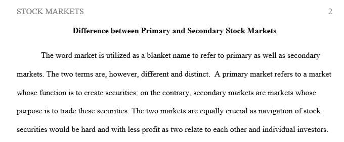 What is the difference between the primary and the secondary stock market