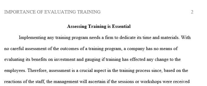 Why is evaluating training an important part of strategic training