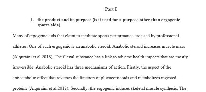 Write brief 1.5 page research paper on the relationship between proposed ergogenic aids and performance.