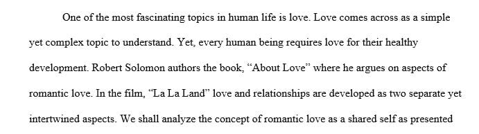 A 1000 words paper about Romantic Love