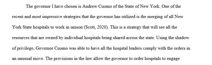 Choose a Governor in one of the 50 states of the United States of America during this COVID19 with the power vested upon them