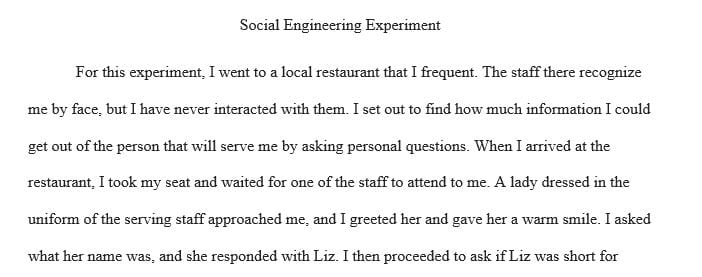 Conduct your own social engineering experiments.