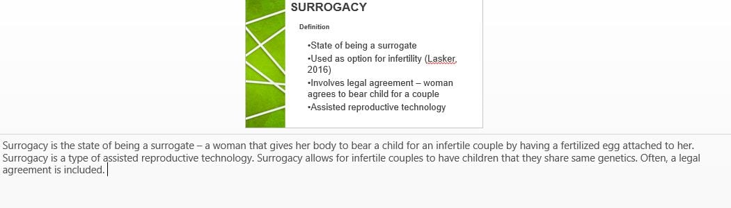 Define the topic you are discussing- Surrogacy