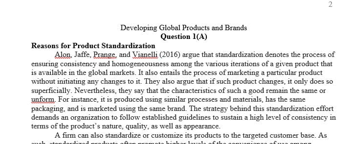 Discuss, in-depth, Reasons for Product Standardization in Global Markets