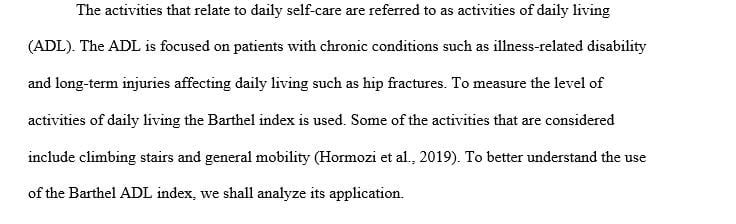 Discuss the Barthel ADL index.
