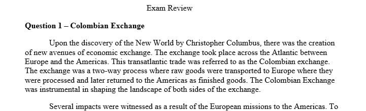 Discuss the concept of the Columbian Exchange.