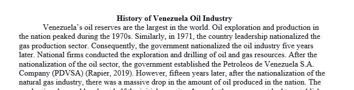 History of Venezuela’s oil and gas exploration and production