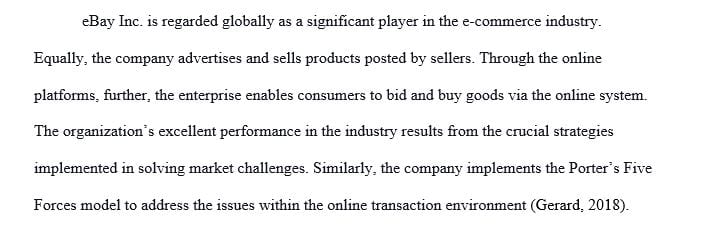 Research and create a Porter’s Five Forces Model of eBay in Word