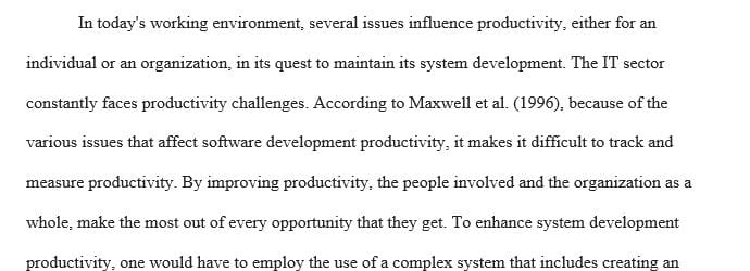 Topic: Improving System Development Productivity