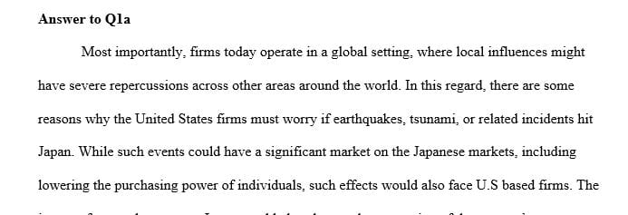 Why should a U.S.-based company be concerned if an earthquake tsunami or nuclear power plant accident occurs in Japan