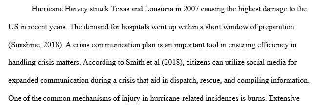 Write a 12 page paper addressing Emergency Management in Healthcare Issues (Paper should focus on Hurricanes in the United States