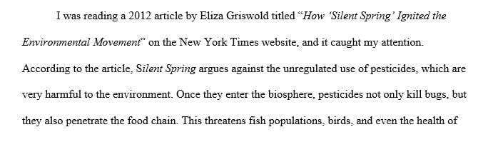 3-4 page paper that uses a course concept to analyze an instance of communication about an environmental issue.