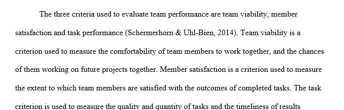 Define the three criteria for evaluating effective team/group work