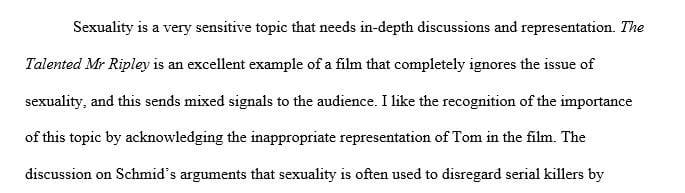 Schmid suggests that most novels films portray the killers as sexual deviants