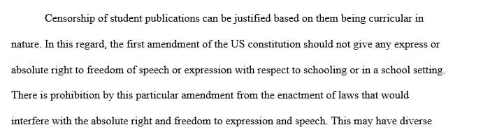 School newspapers should be subject to censorship by faculty and/or school officials.