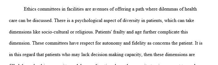 What relationship does an ethics committee have in enforcing the advance directives of the patients in their care