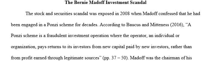 Write a few paragraphs for the topic on Bernie Madoff (2008)