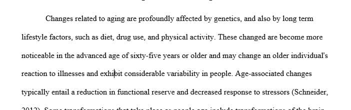 Write an essay that is at least 500 words naming three age related changes