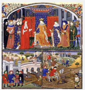 Examine images of the three medieval estates (below) depicting a medieval representation of the three orders of society.