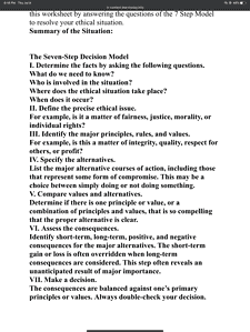 Create a possible ethical dilemma relating to your chosen field