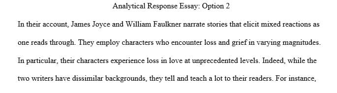 Analytical response to following story two stories Araby by James Joyce and A Rose for Emily