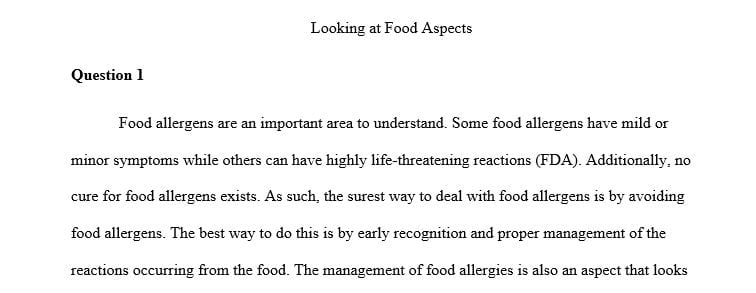 Briefly describe the importance of understanding food related allergens.