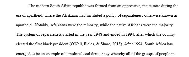 Briefly describe the making of the modern state of South Africa.