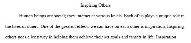 Choose one of the following topics Inspiring others creating a spirit of inquiry or self-reflection