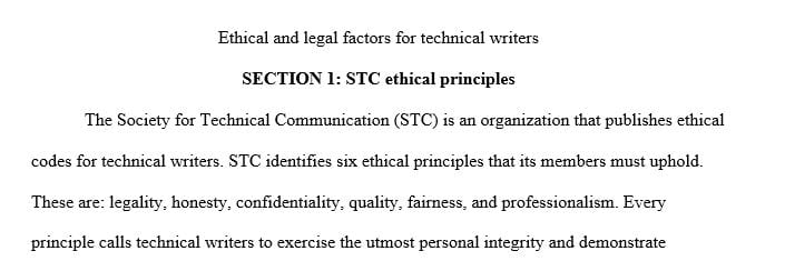 Create a guide about the ethical and legal considerations one may face as a technical writer.