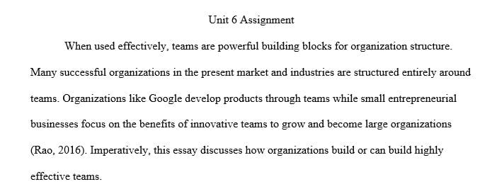 Describe at least three specific ways an organization could build more effective teams.