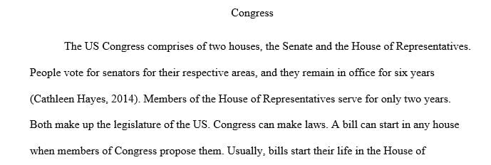 Describe the U.S. Congress and explain how a bill can become the law
