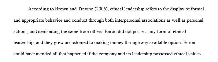 Describe the ethical leadership void at Enron. Provide your analysis of the failure.Describe the ethical leadership void at Enron. Provide your analysis of the failure.