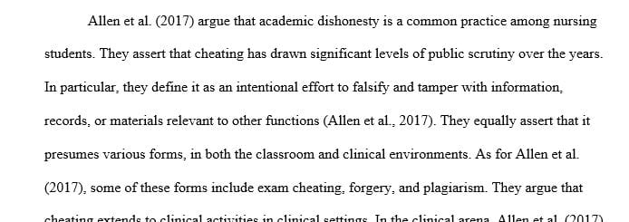 Describe the most common forms of cheating in the classroom and in the clinical area